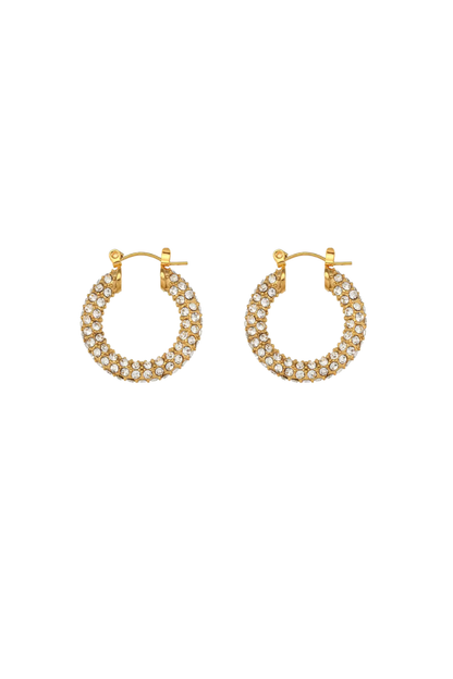 Léopoldine - Gold Large Diamond Pavé Hoop Earrings