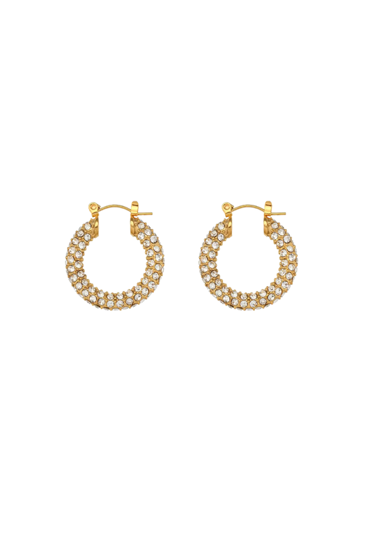 Léopoldine - Gold Large Diamond Pavé Hoop Earrings