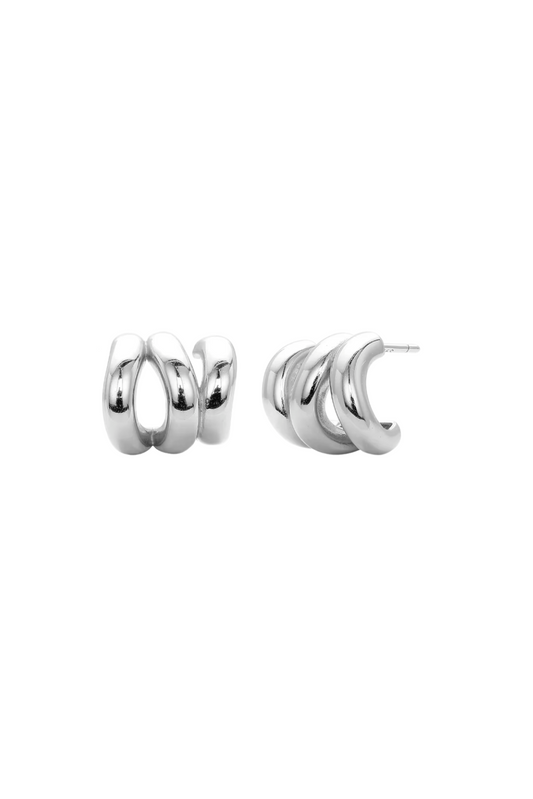 Jolie - Silver Triple Layered Stud Earrings