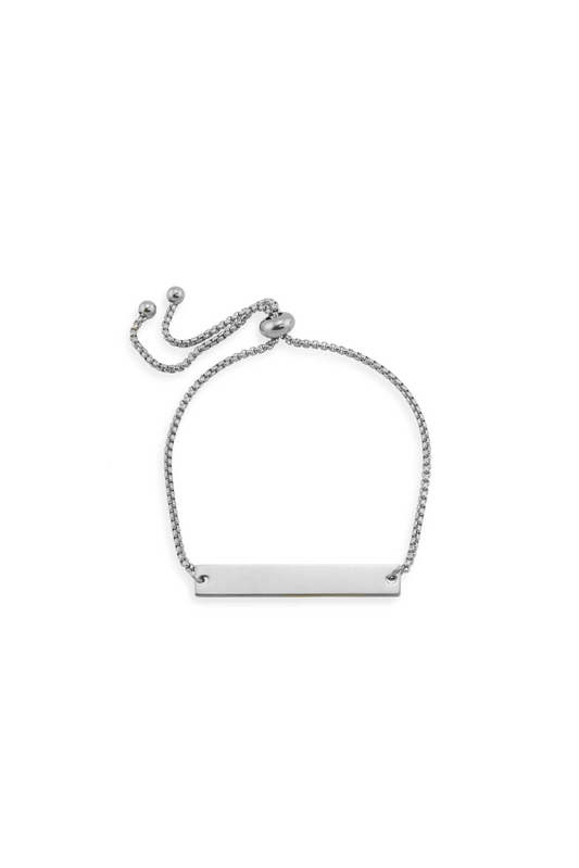 Silver Flat Adjustable Bracelet - Engravable