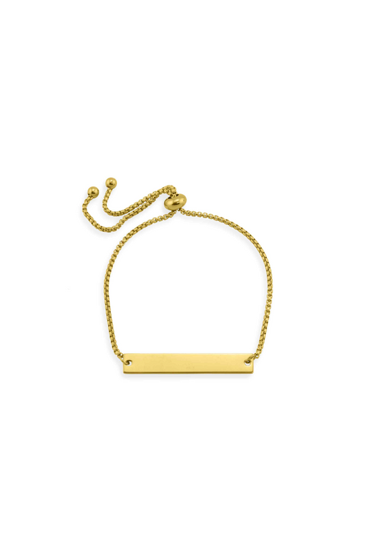 Gold Flat Adjustable Bracelet - Engravable