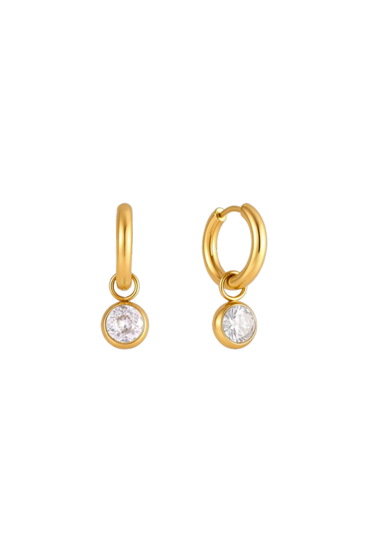 Isabelle - Gold Diamond Bezel Huggie Earrings