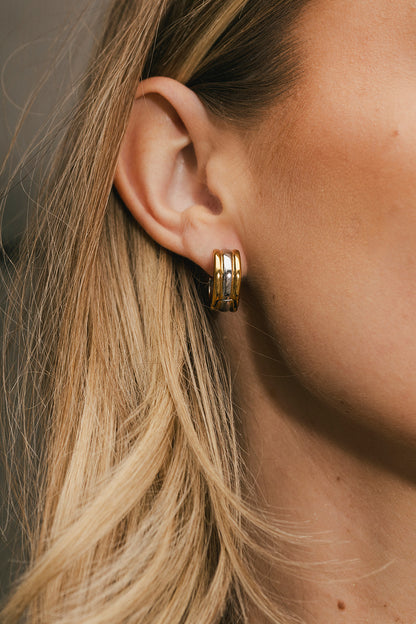 Arlette - Mixed Metal Huggie Earrings