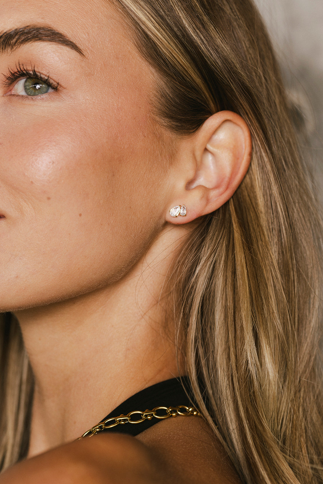 Sylvie - Gold Double Pear Stud Earrings