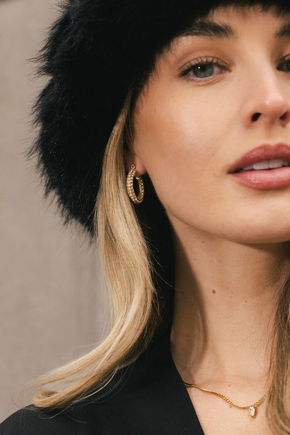 Léopoldine - Gold Large Diamond Pavé Hoop Earrings