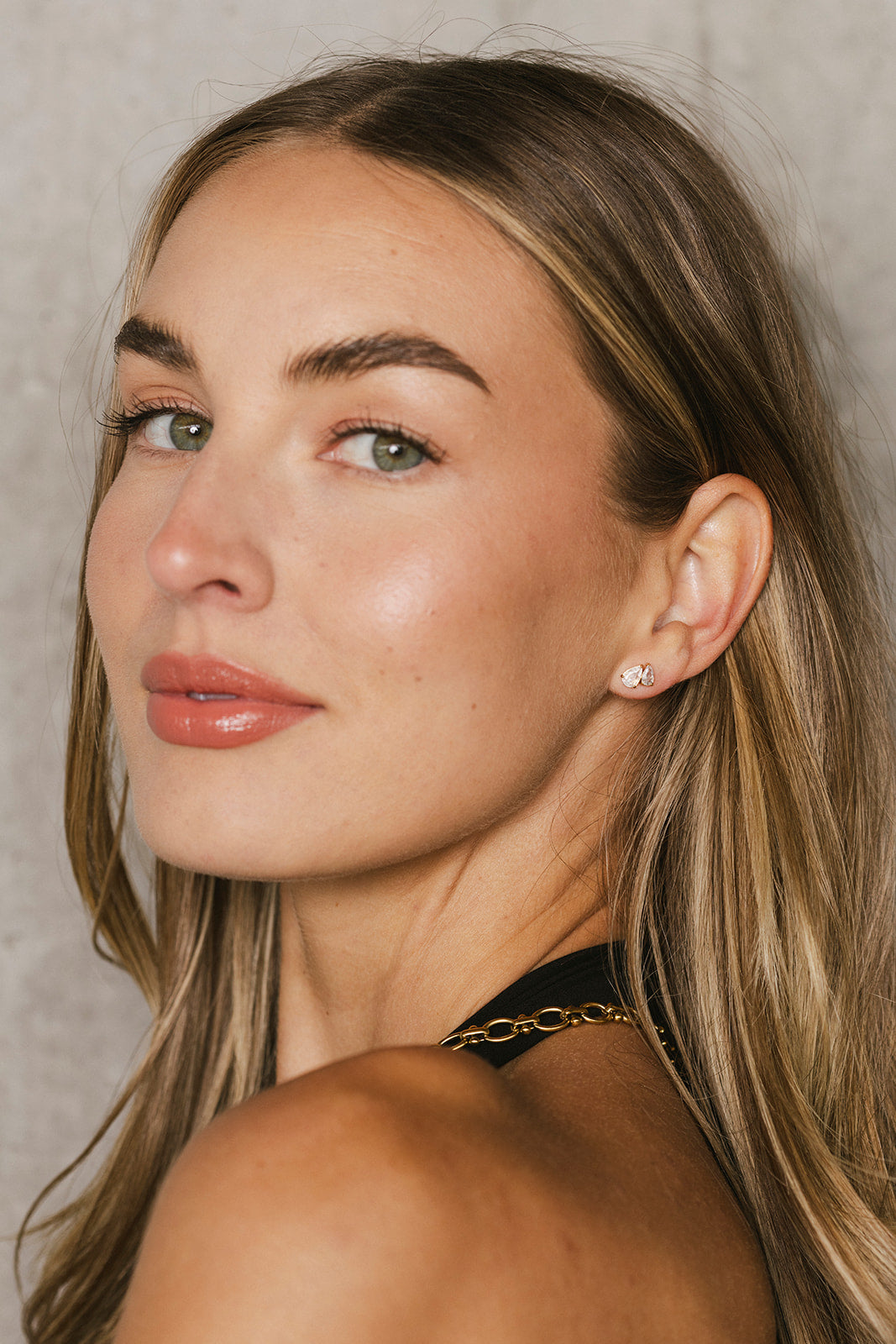 Sylvie - Gold Double Pear Stud Earrings