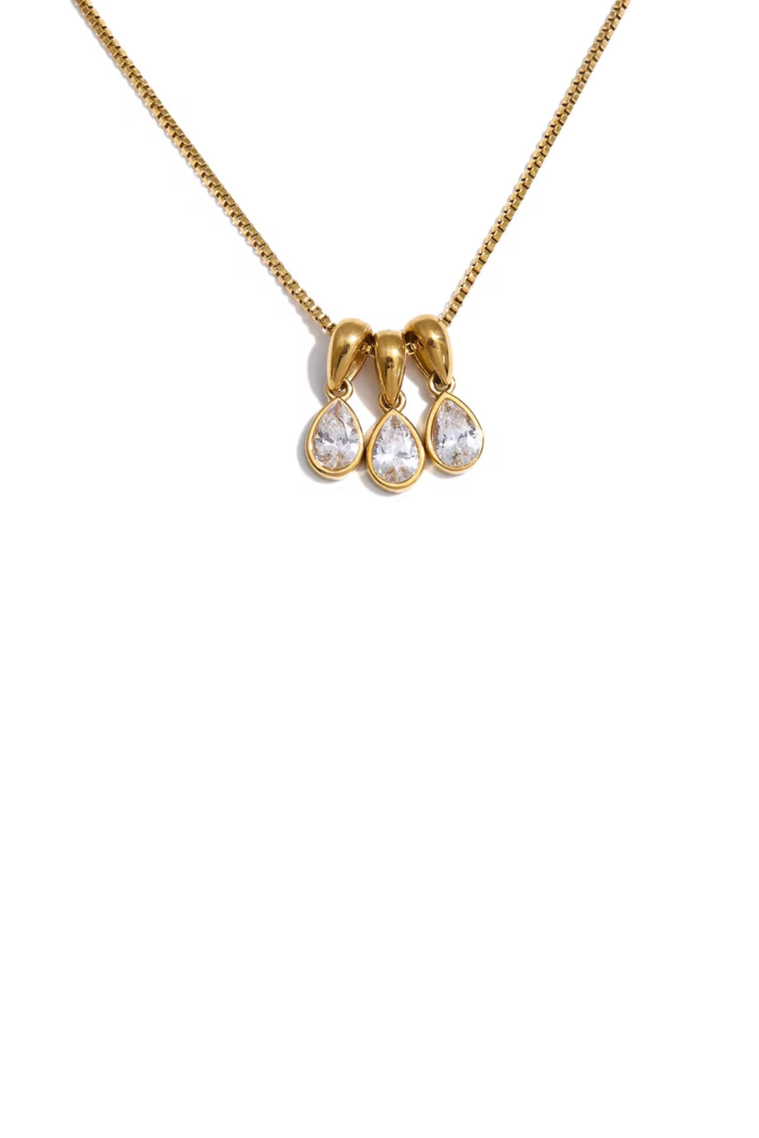 Lucie - Gold Trois Pear Diamond Necklace