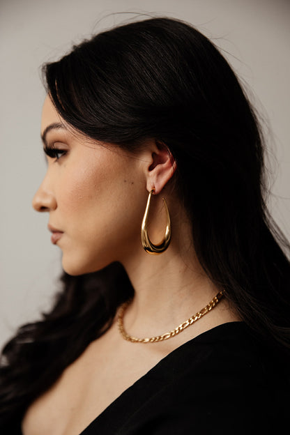 Vega - Gold Hollow Statement Hoop Earrings