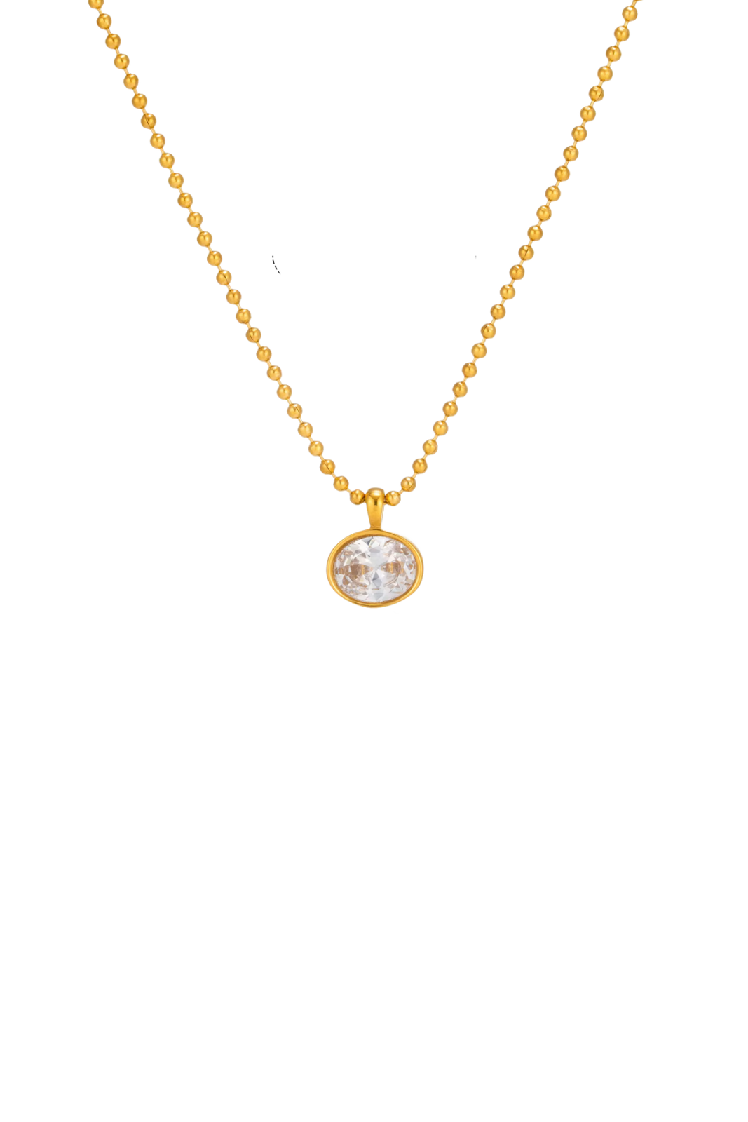 Perrine - Gold Oval Diamond Beaded Necklace