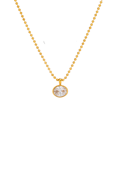 Perrine - Gold Oval Diamond Beaded Necklace