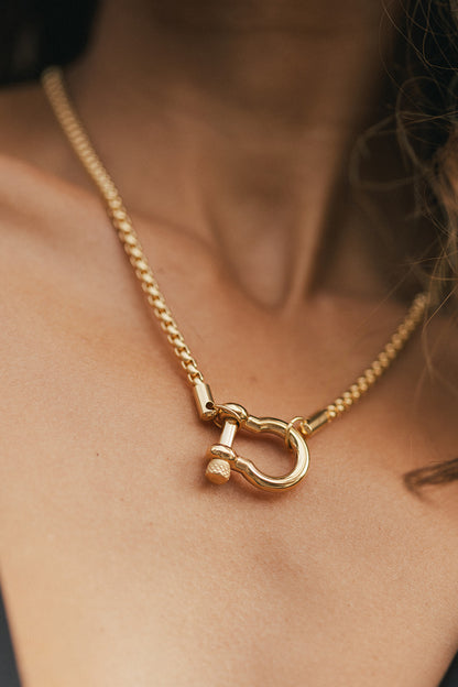 Solène - Gold Lock Pendant Necklace