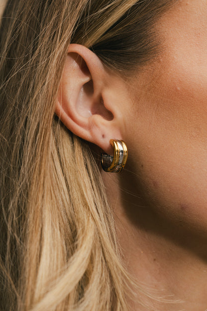 Arlette - Mixed Metal Huggie Earrings
