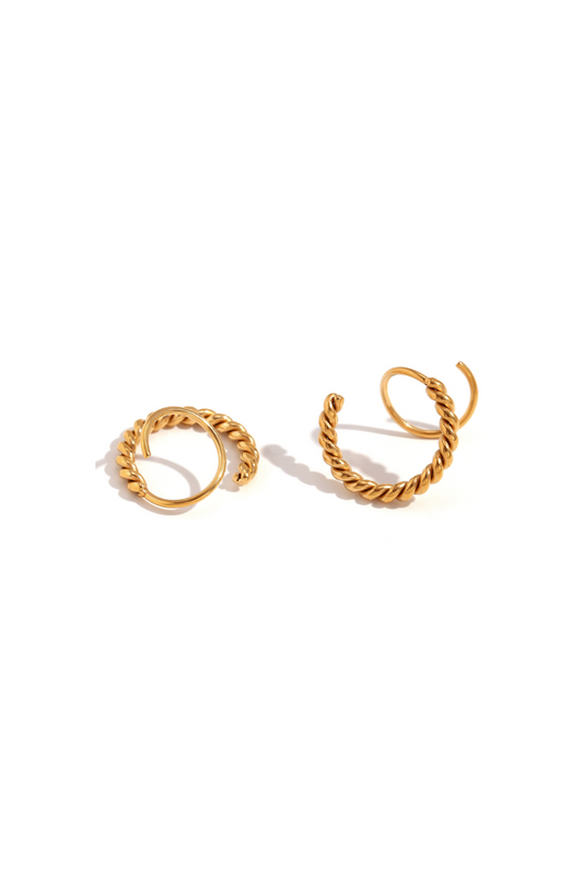 Serena - Gold Twisted Hoop Earrings