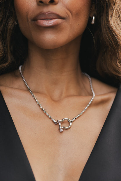 Solène - Silver Lock Pendant Necklace