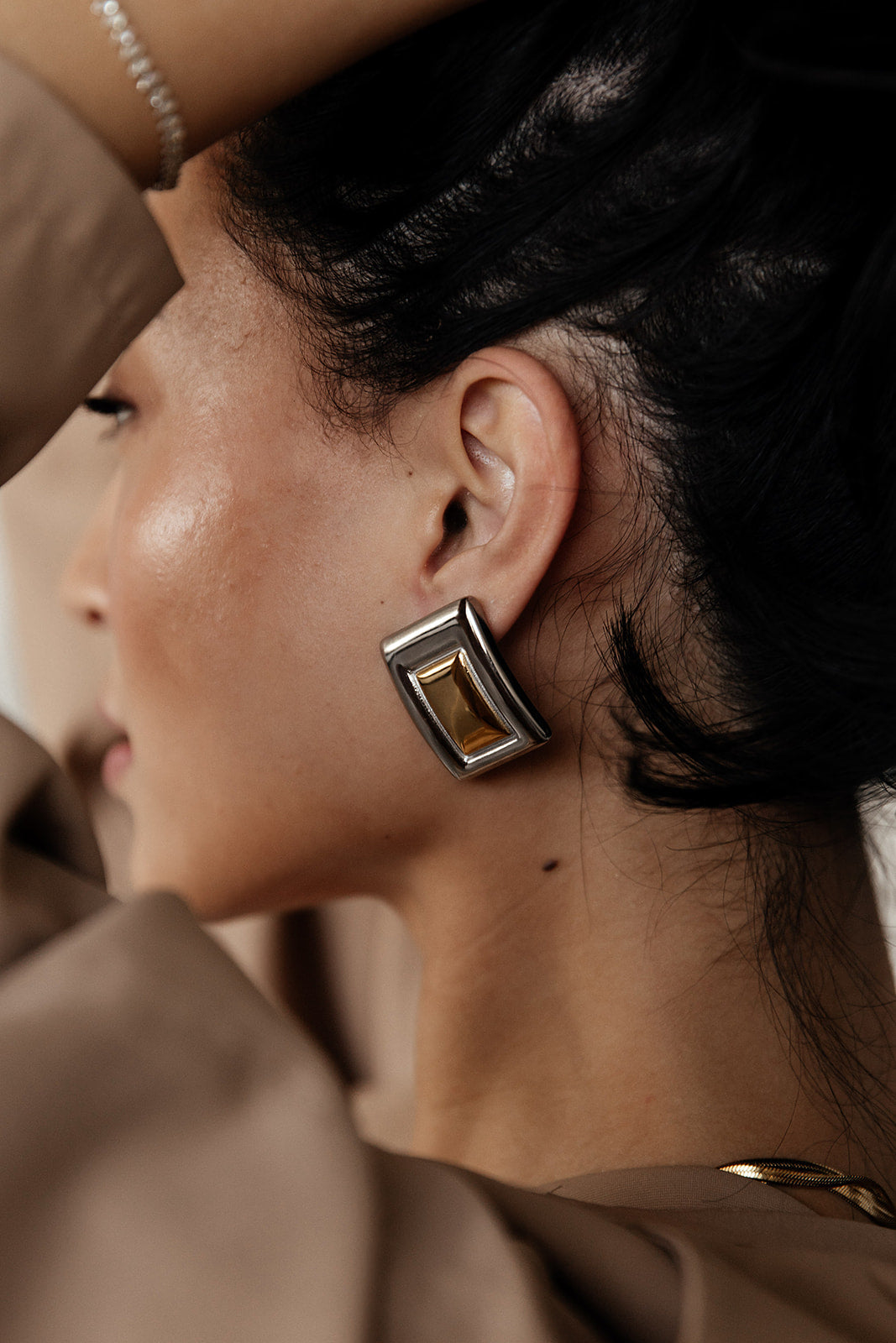 Amélie - Gold Square Stud Earrings