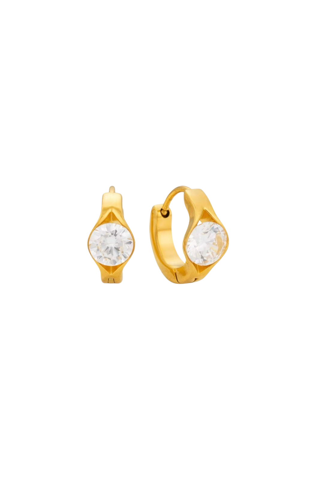 Arcturus - Gold Circle Diamond Huggie Earrings