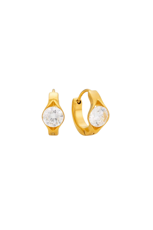 Arcturus - Gold Circle Diamond Huggie Earrings