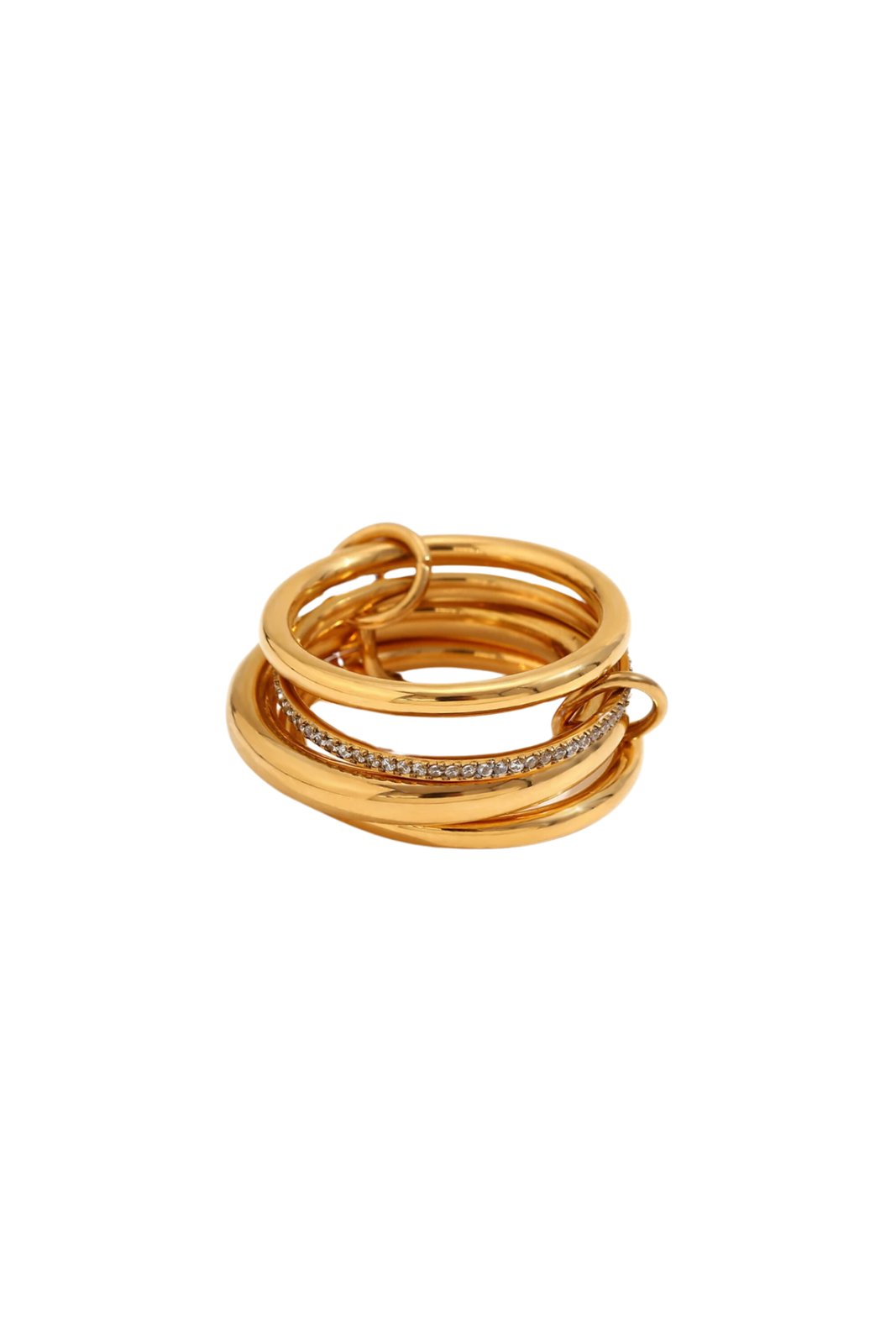 Genevieve - Gold Multi Link Stacked Diamond Ring