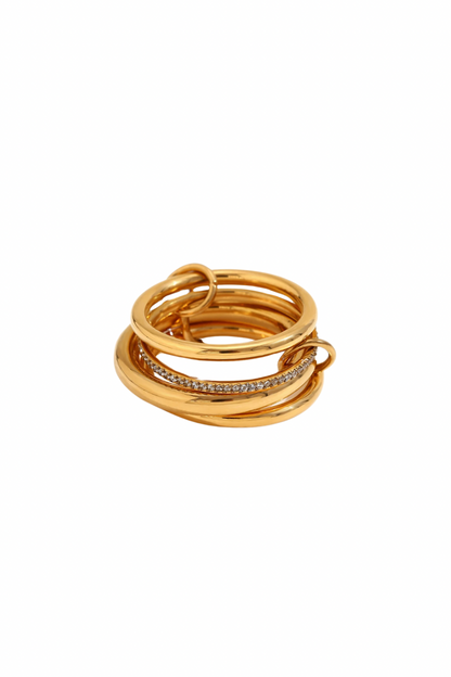 Genevieve - Gold Multi Link Stacked Diamond Ring