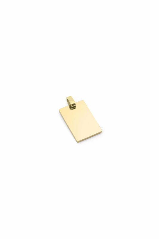 Gold Large Tag Rectangle Necklace - Engravable