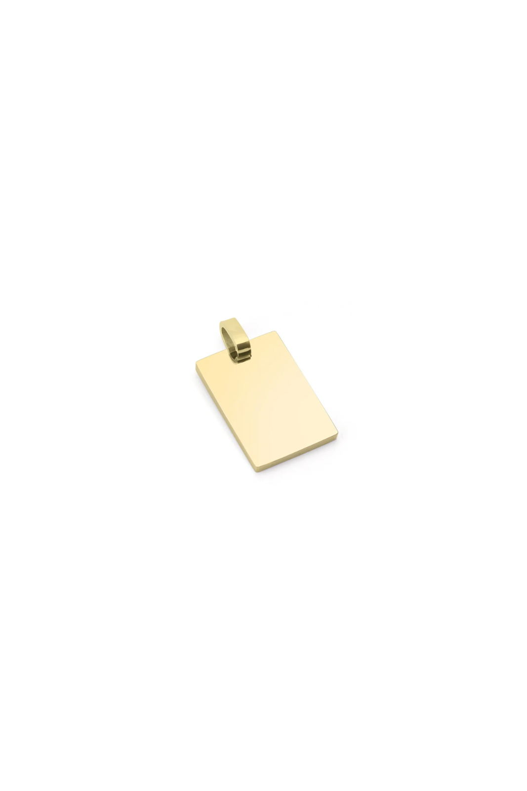 Gold Large Tag Rectangle Necklace - Engravable