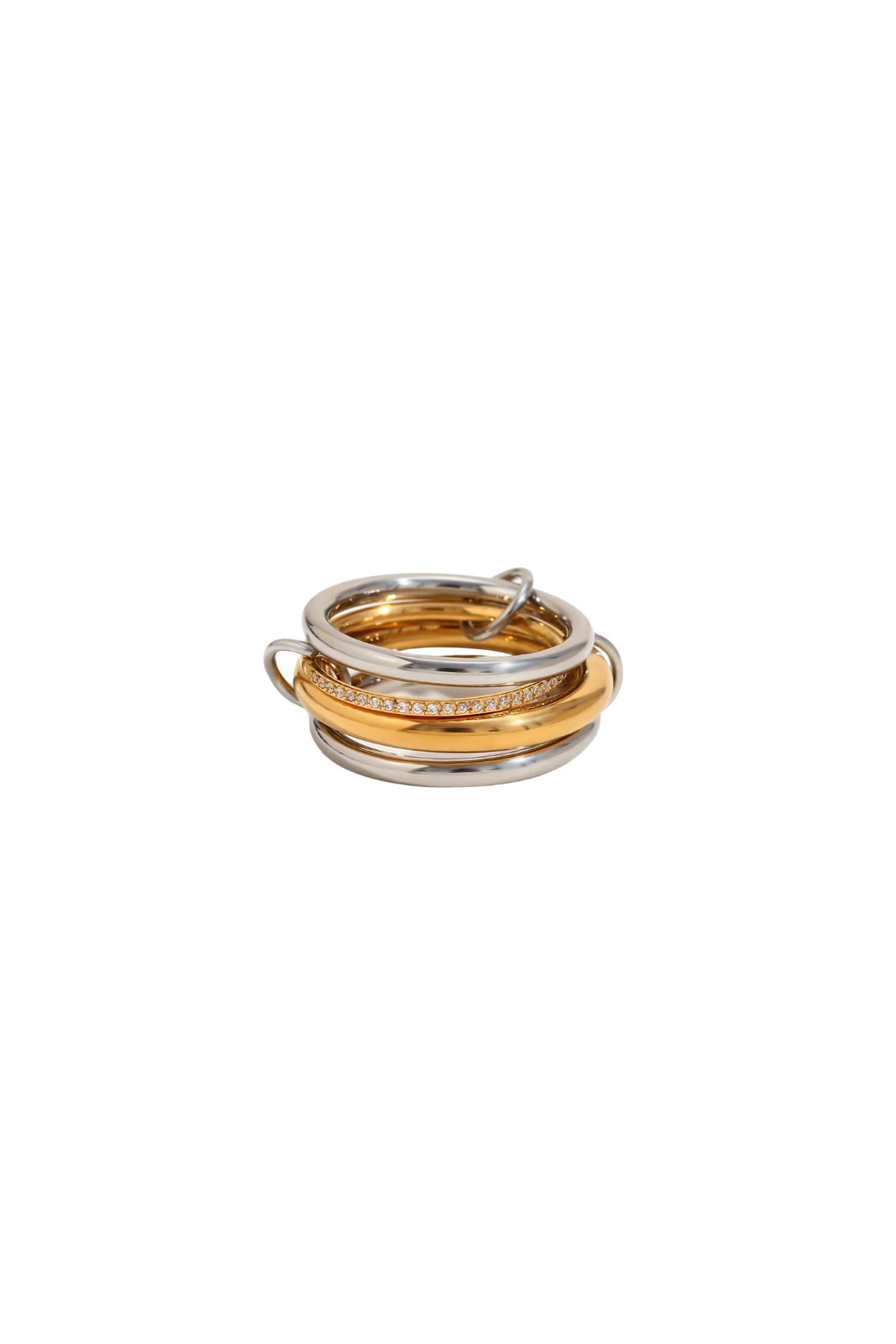 Genevieve - Mixed Metal Multi Link Stacked Diamond Ring