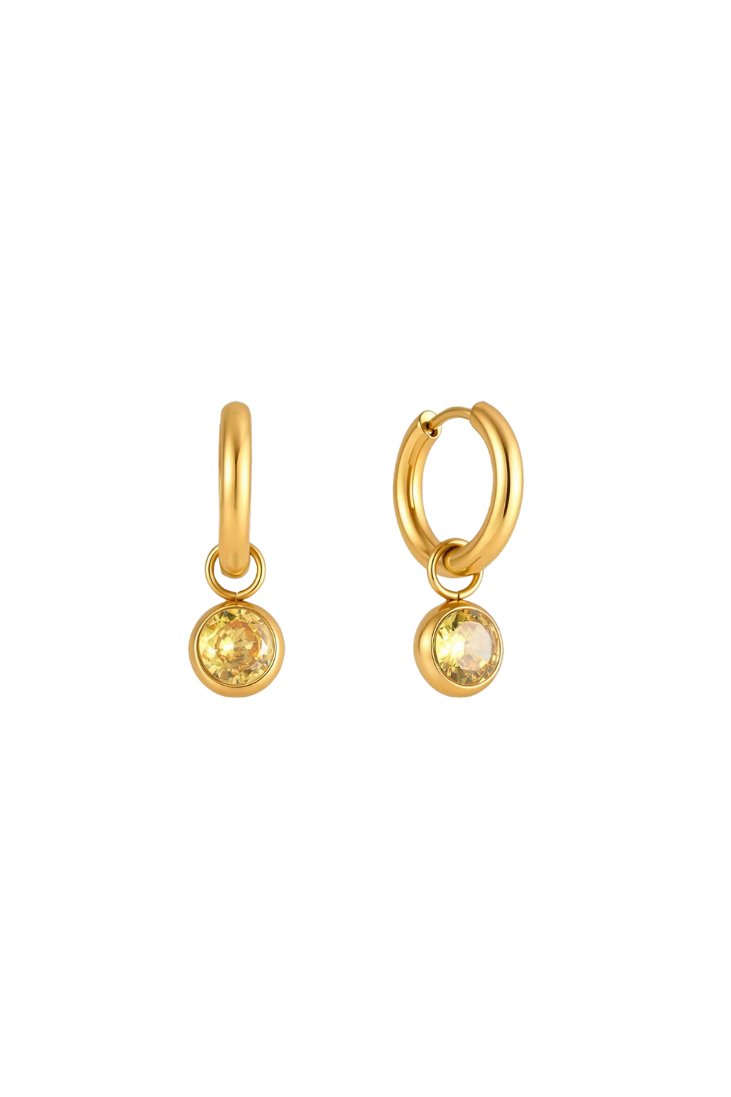 Isabelle - Gold Yellow Diamond Bezel Huggie Earrings