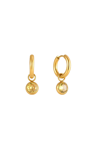 Isabelle - Gold Yellow Diamond Bezel Huggie Earrings