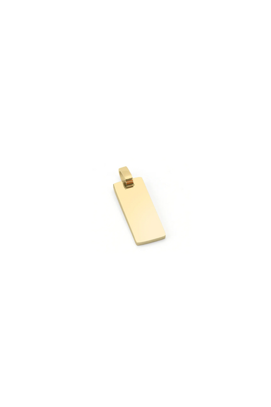 Gold Medium Tag Rectangle Necklace - Engravable