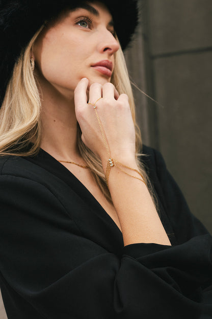 Amorette - Gold Quatre Diamond Hand Chain