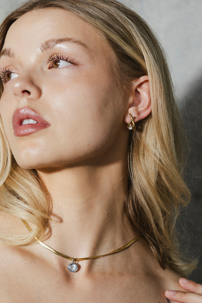 Serena - Gold Cross Diamond Stud Earrings