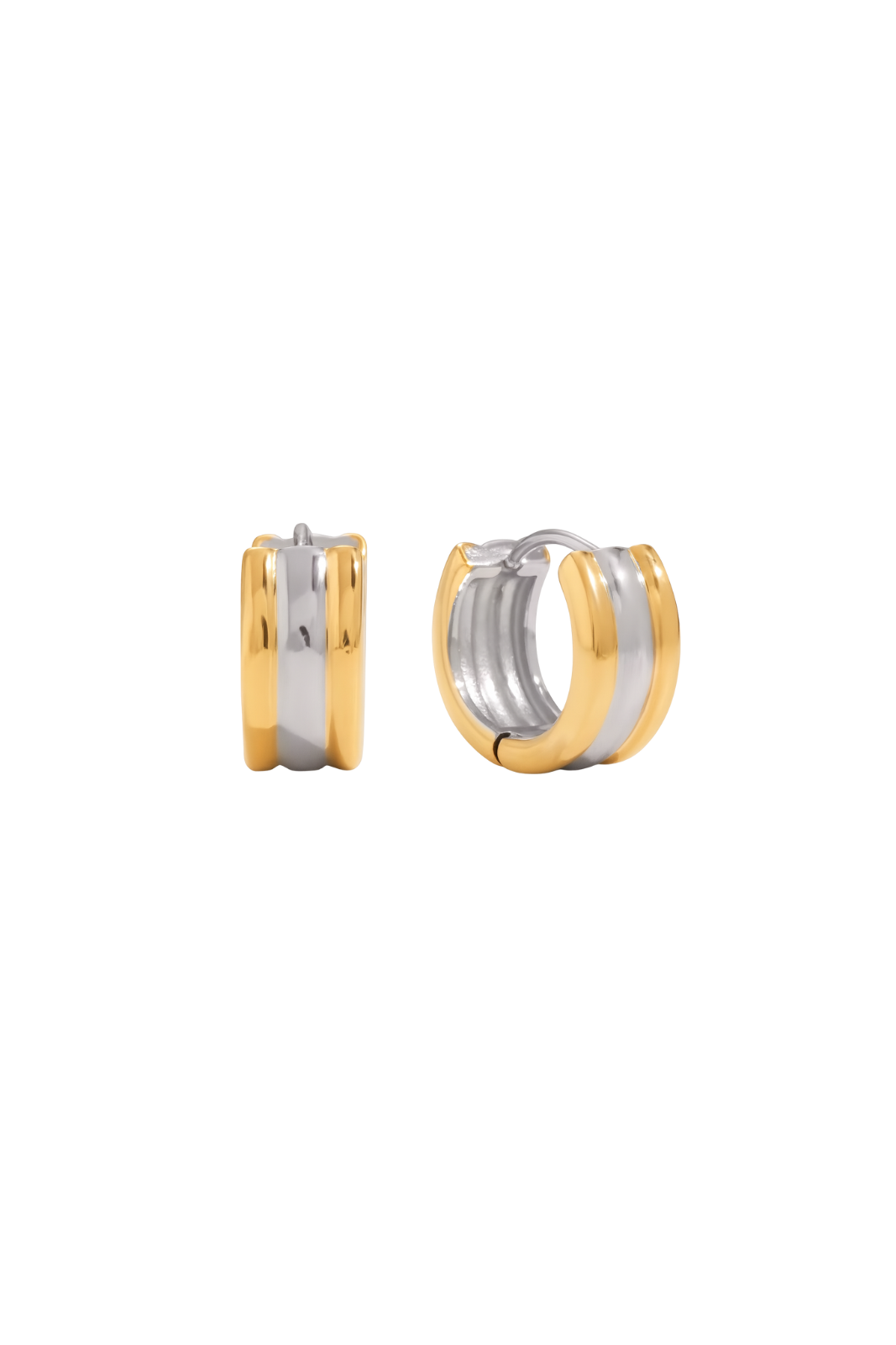 Arlette - Mixed Metal Huggie Earrings