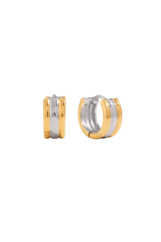 Arlette - Mixed Metal Huggie Earrings