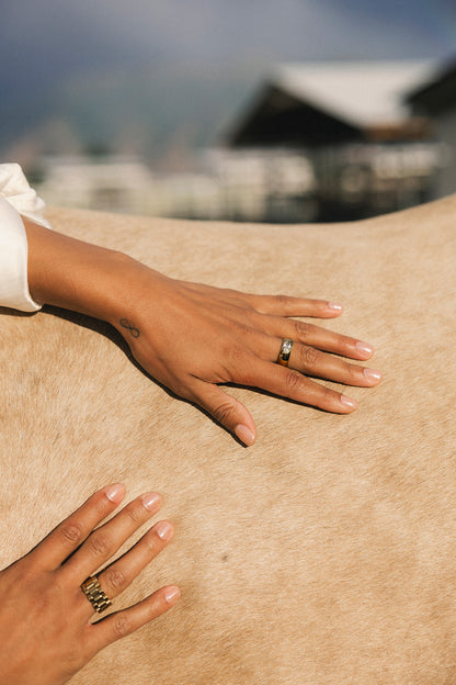 Sterling - Gold Horse Eye Diamond Ring