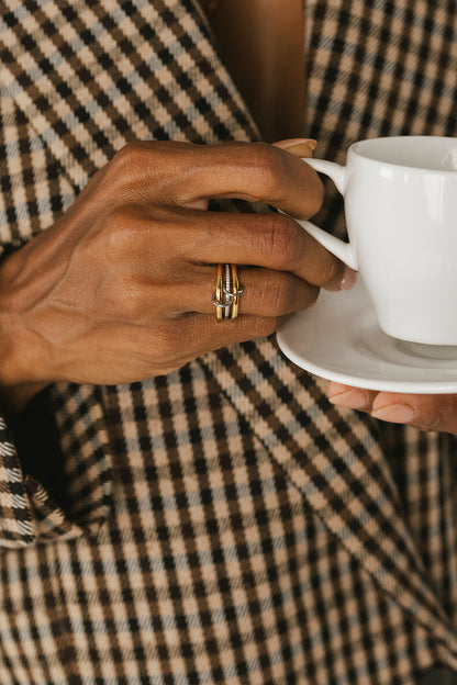 Astrid - Mixed Metal Triple Link Stacked Diamond Ring