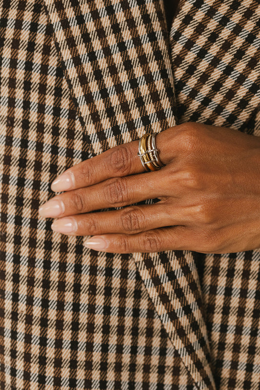 Genevieve - Mixed Metal Multi Link Stacked Diamond Ring