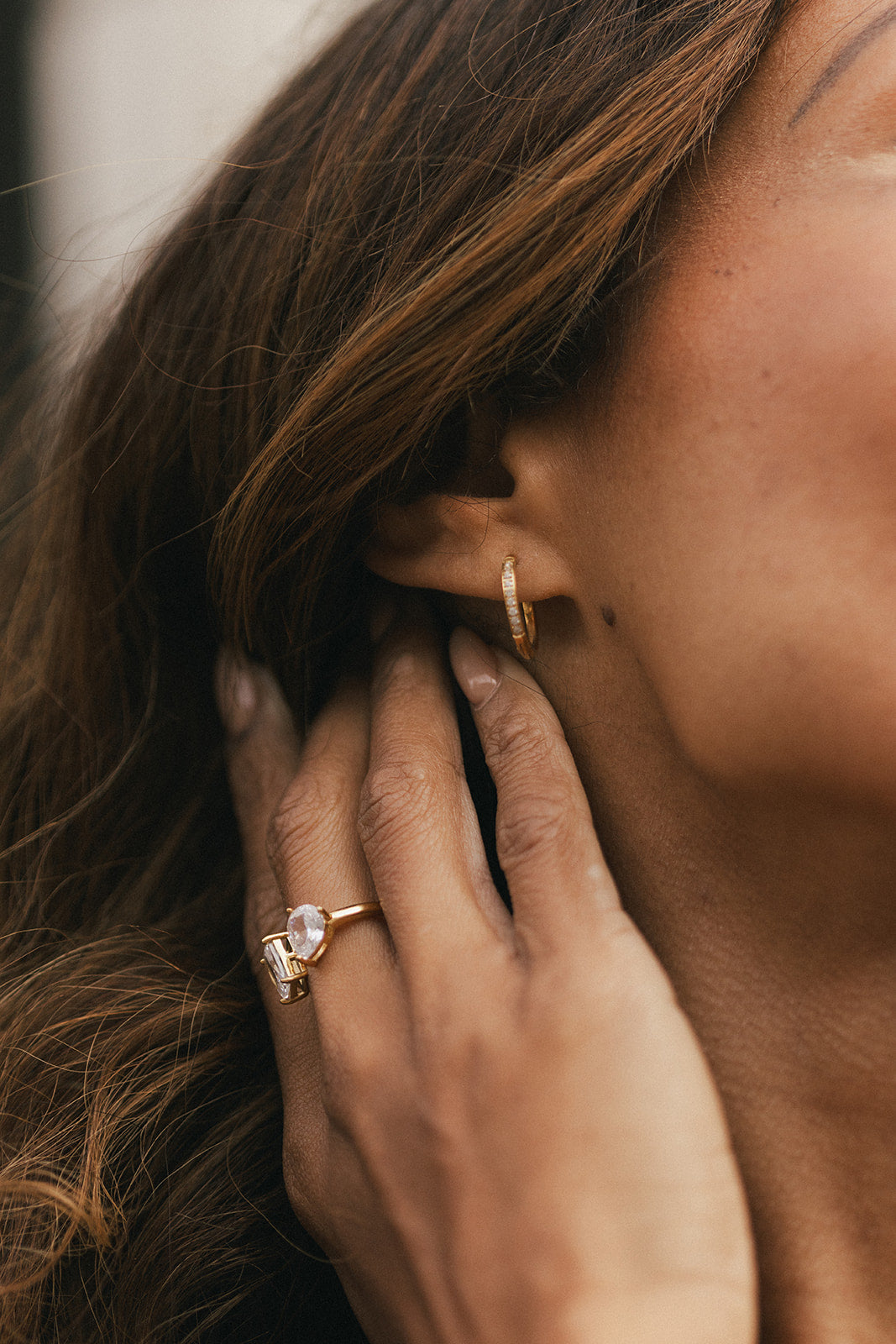 Luna - Gold Dainty Diamond Huggie Earrings