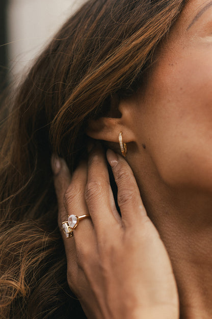 Luna - Gold Dainty Diamond Huggie Earrings