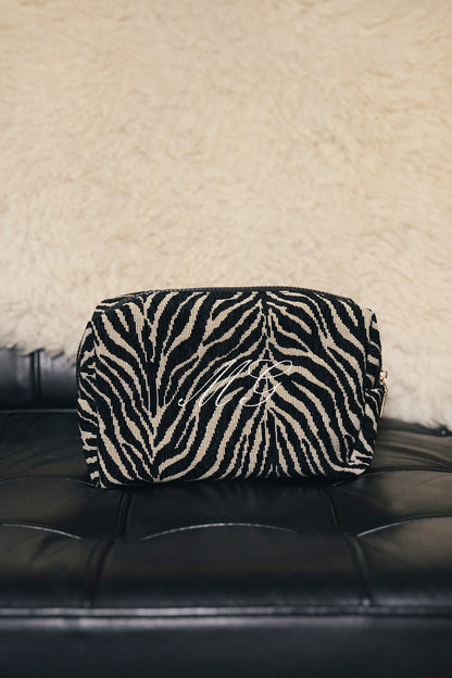 Embroidered Zebra Cosmetic Pochette