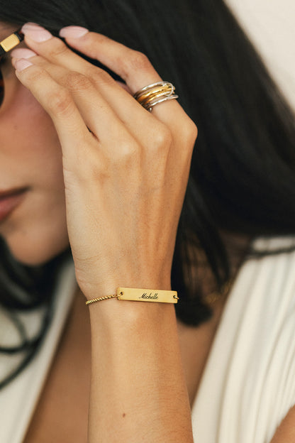 Engraved Adjustable Bar Bracelet