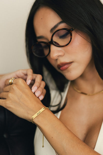 Engraved Adjustable Bar Bracelet