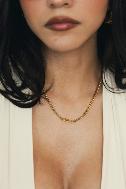 Engraved Curb Chain Necklace