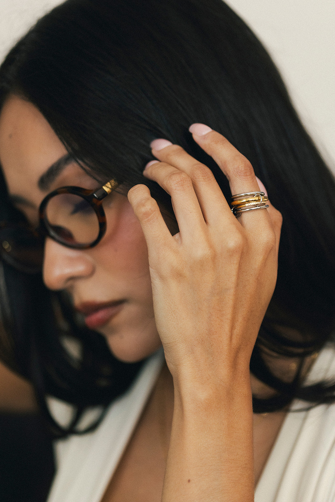 Genevieve - Mixed Metal Multi Link Stacked Diamond Ring