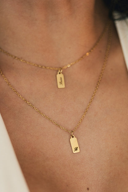 Engraved Tag Pendant Necklace