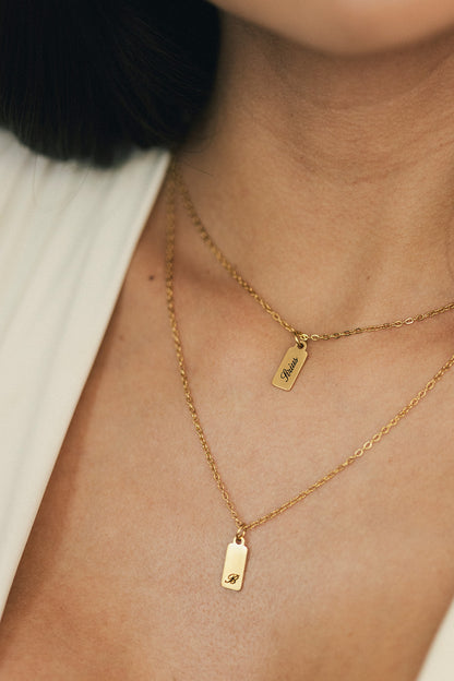 Engraved Tag Pendant Necklace