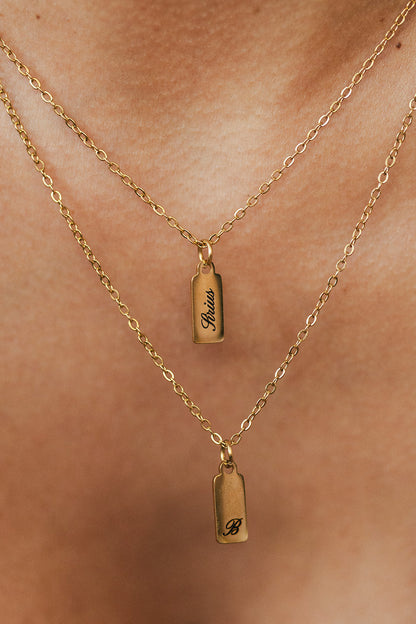 Engraved Tag Pendant Necklace