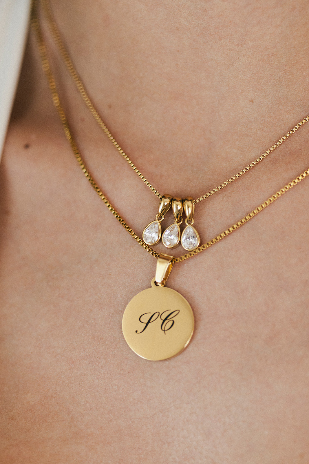 Engraved Circle Pendant Necklace
