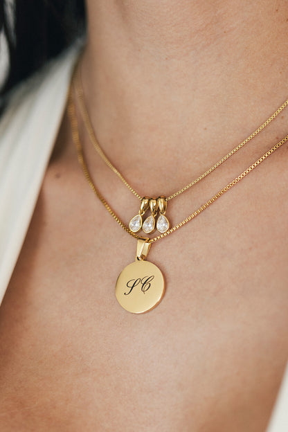 Engraved Circle Pendant Necklace