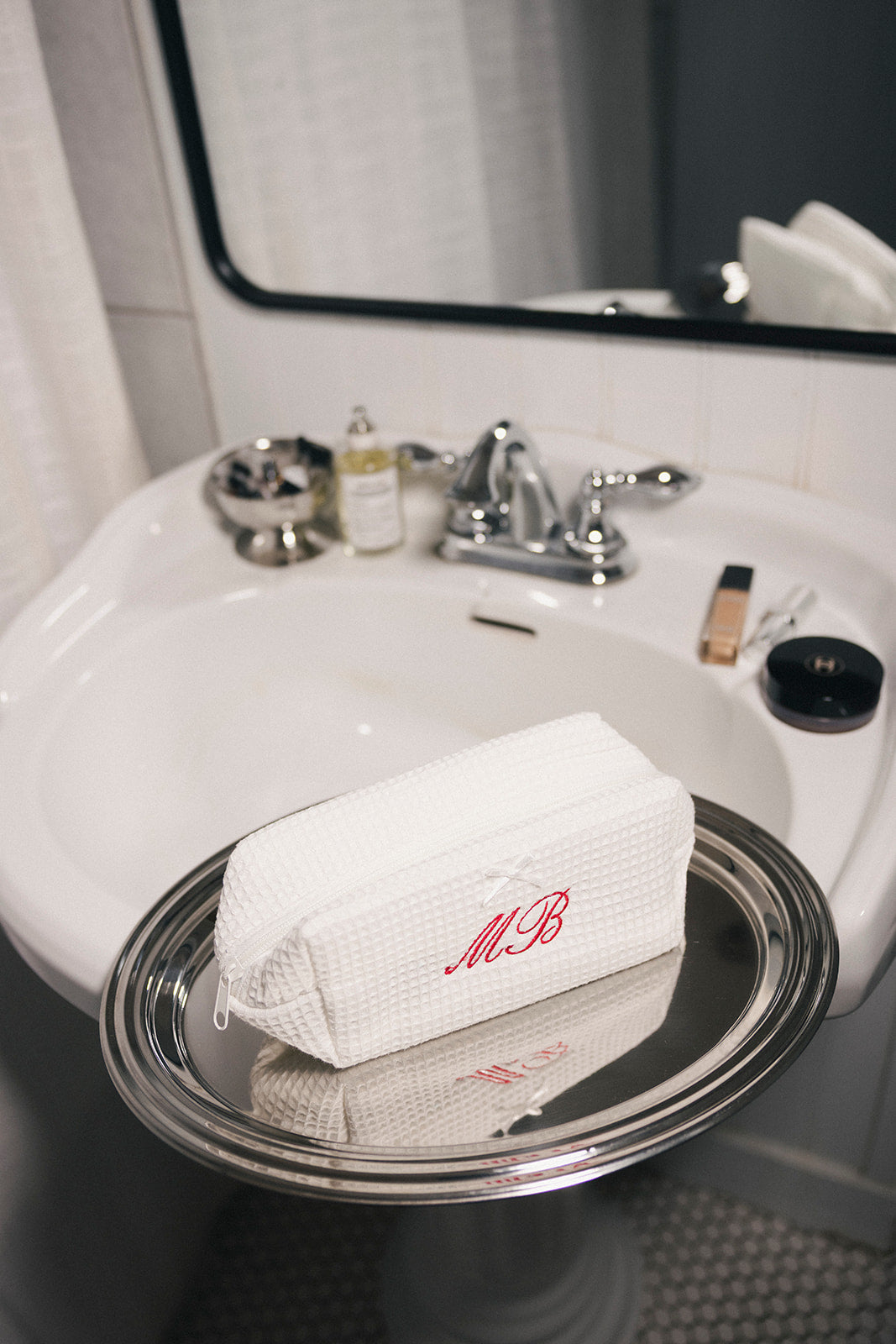 Embroidered Waffle Pochette