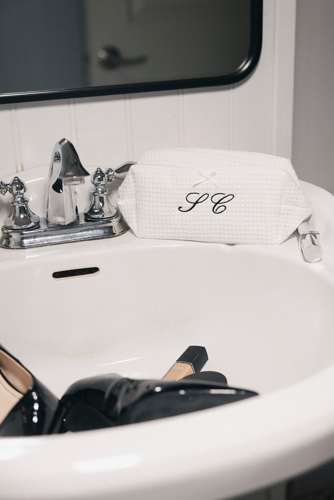 Embroidered Waffle Pochette